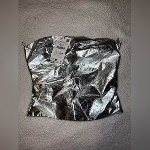 Zara metallic strapless top
